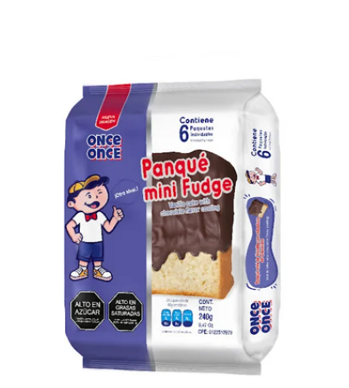 Once Once Panque mini fudge 6 paquetes individuales 240g