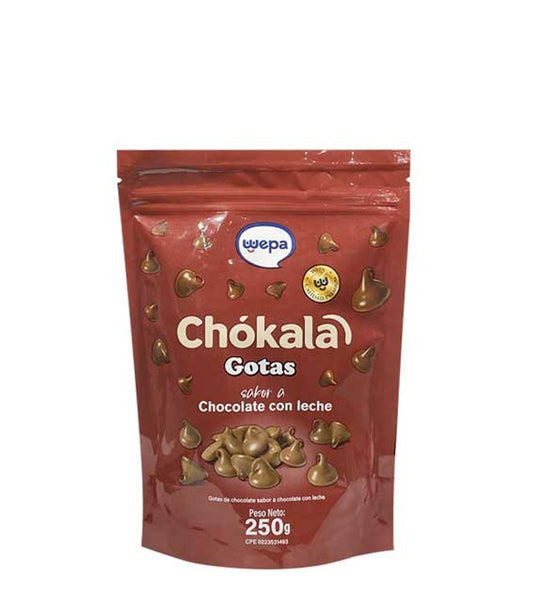 Wepa Chokala Gotas sabor a chocolate con leche 250g