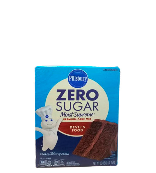 Pillsbury Zero Sugar Moist Supreme Premium Cake Mix - Mezcla para pastel premium suprema húmeda sin azúcar 454g