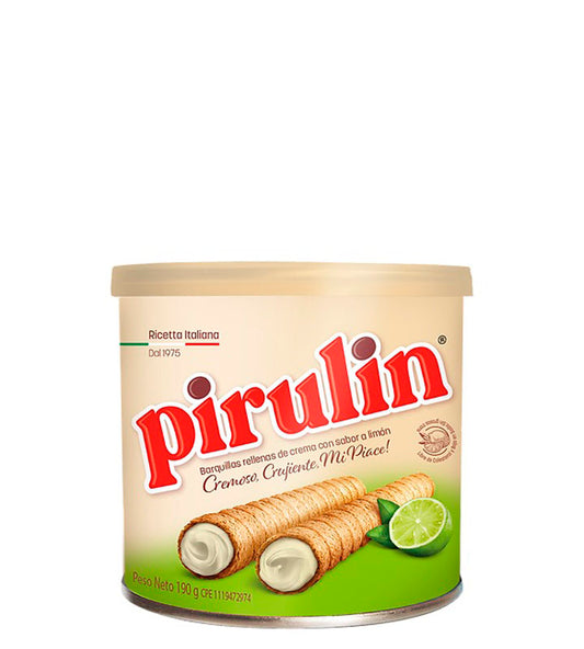 Pirulin Rolled Wafer Filled With Lime Flavored Cream - Barquillas rellenas de crema con sabor a limón 190g