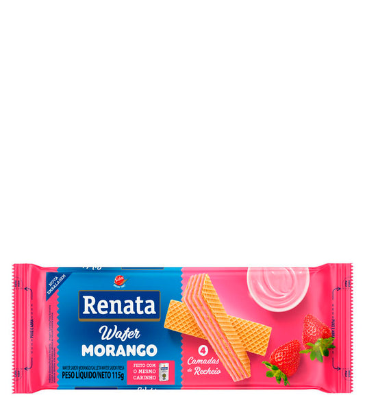 Renata Wafer Morango - Galletas de fresa 115g