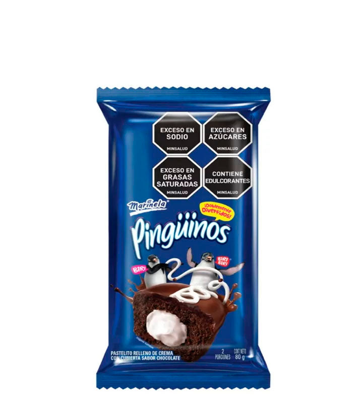 Marinela Pingüinos Pastelito relleno de crema con cubierta sabor a chocolate 2 unidades 80g