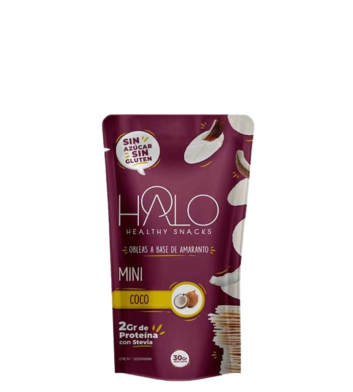 Halo Healthy Snacks Mini obleas a base de amaranto de coco 30g