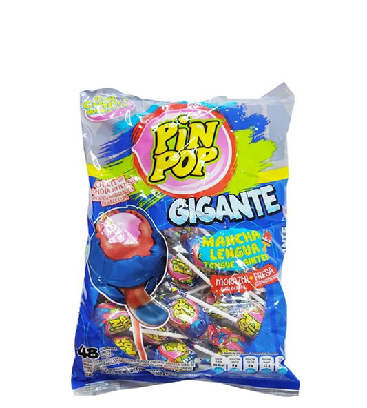 Pin Pop Chupeta gigante mancha lengua morazul y fresa 48 unidades 1104g