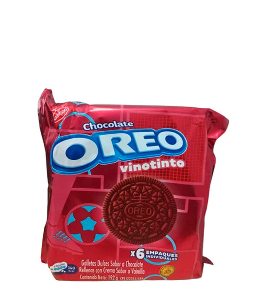 Nabisco Oreo Vinotinto Galletas dulces sabor a chocolate rellenas con crema sabor a vainilla 6 empaques individuales 192g