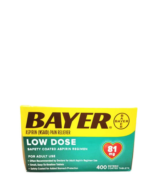 Bayer Aspirin Pain Reliever Low Dose - Analgésico con aspirina en dosis bajas 400 Tabletas 81mg