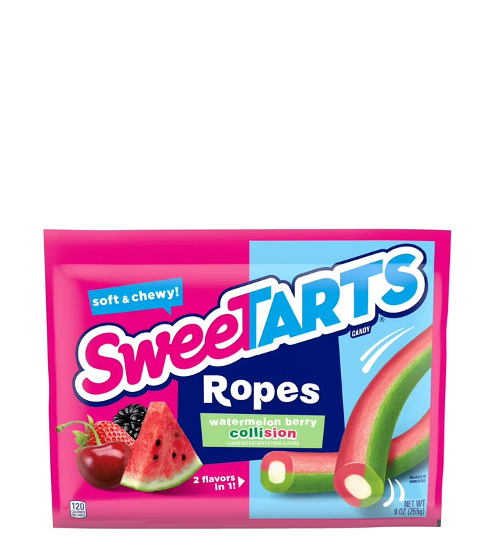 SweetArts Candy Ropes Watermelon Berry Collision Flavor With Other Natural Flavors - Caramelos de cuerdas sabor de colisión de bayas y sandía con otros sabores naturales