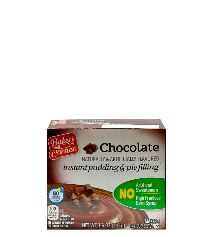 Baker's Corner Instant Pudding & Pie Filling Chocolate Naturally & Artificially Flavored - Pudín instantáneo y relleno de pastel de chocolate con sabor natural y artificial 111g