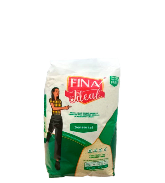Fina Ideal Sensorial mezcla a base de maíz amarillo, harina de yuca, cúrcuma, semillas de amaranto y linaza 1kg