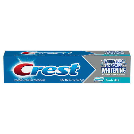 Crest Pasta de dientes de bicarbonato de sodio y peróxido, menta fresca 161g