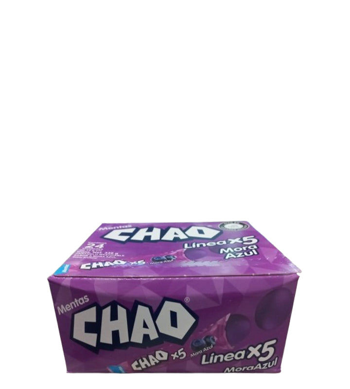 Chao Mentas sabor mora azul línea x5 contiene 24 unidades 336g