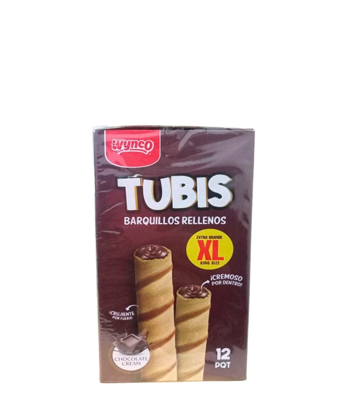 Winco Tubis Barquillos rellenos con crema de chocolate 12 paquetes XL 259.2g