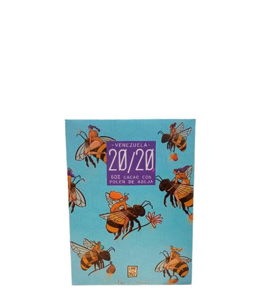 20/20 Venezuela Chocolate oscuro 60% cacao con polen de abeja 62g