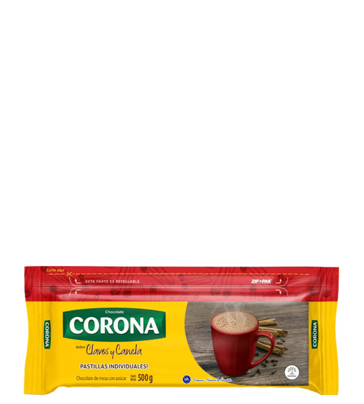 Corona Chocolate sabor a clavos y canela 500g