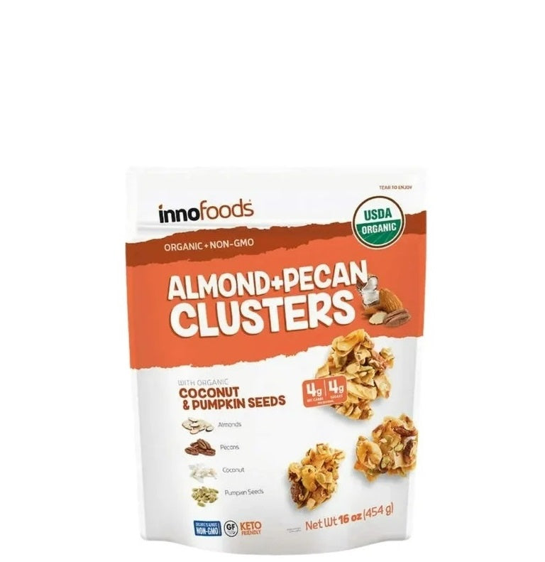 InnoFoods Almond + Pecan clusters - Almendras + Racimos De Nueces 454g