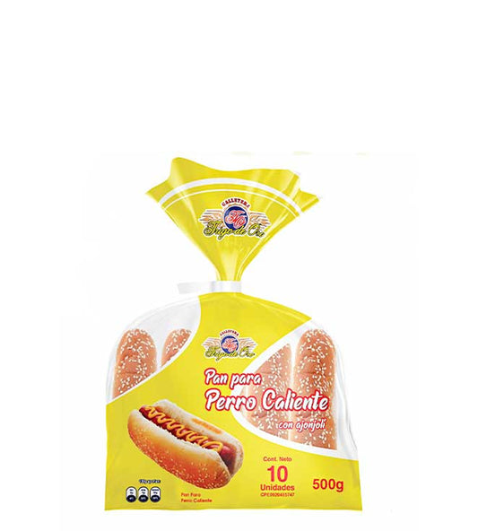 Galletera Trigo de Oro Pan para perro caliente con ajonjolí 10 Unidades 500g