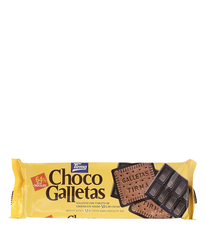 Tirma Choco Galletas galletas con tableta de chocolate negro 53% de cacao 160g