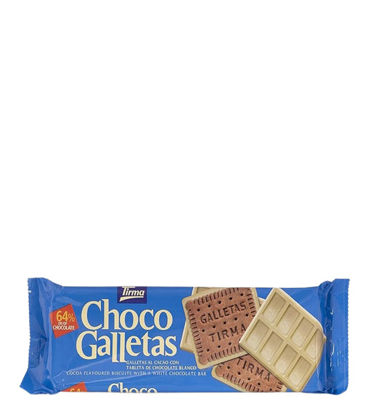 Tirma Choco Galletas galletas al cacao con tableta de chocolate blanco 53% de cacao 160g