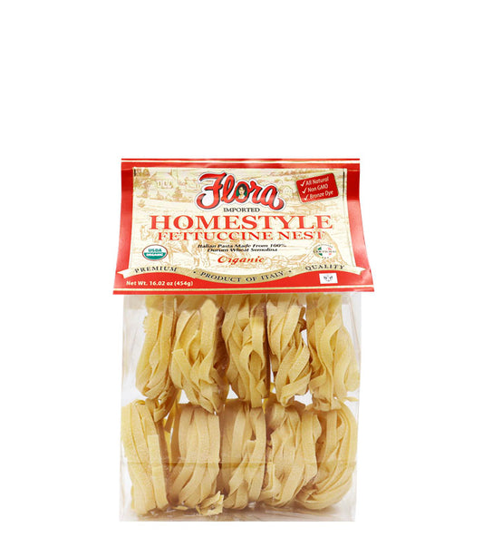 Flora Homestyle Pasta Fettuccine Nest Organic - Pasta casera Fettuccine Nest orgánico 454g