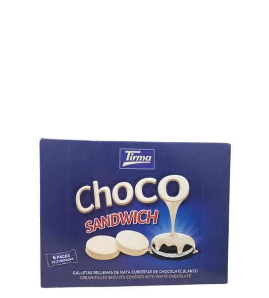 Tirma Choco Sandwich Galletas rellenas de nata cubiertas de chocolate blanco 6 paquetes de 2 unidades 240g