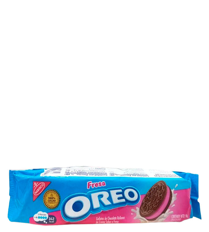 Nabisco Oreo Galletas de chocolate rellenas de crema sabor a fresa 96g