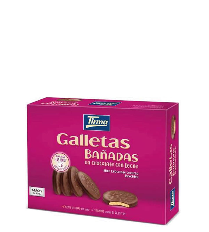 Tirma Galletas bañadas en chocolate con leche 6 paquetes de 4 unidades 200g