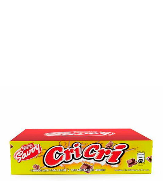 Nestle Savoy Cri Cri Chocolate con leche y tostaditas de arroz 12 unidades 324g