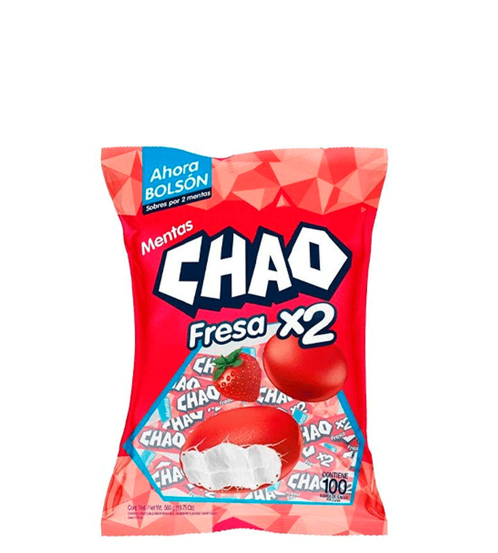 Chao Mentas sabor a fresa x2 100 unidades 560g