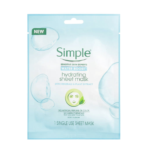 Simple Sensitive Skin Experts Water Boost Hydrating sheet mask with minerals & plant extract - Mascarilla hidratante con minerales y extracto de plantas