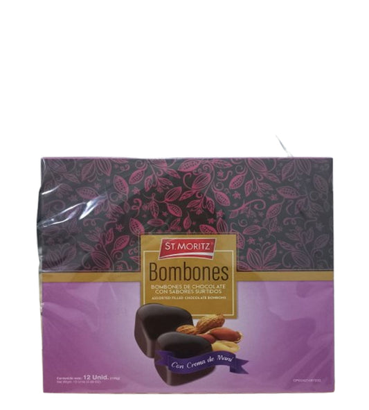 St. Moritz Bombones de chocolate rellenos con crema de maní 12 Unidades 144g