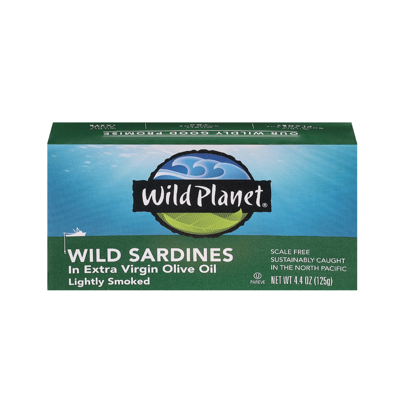 Wild Planet sardinas salvajes del pacífico en aceite de oliva virgen extra ligeramente ahumadas 125gr