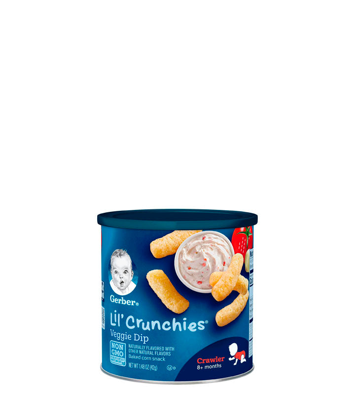 Gerber Snacks For Baby Lil' Crunchies - Bocadillos para bebés con sabor a salsa de vegetales +8 meses 42g