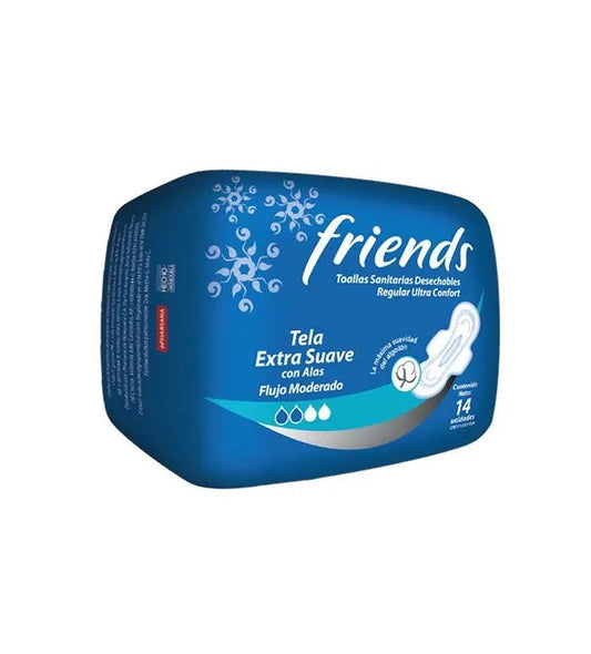 Friends Toallas Sanitarias Tela Suave Con Alas 14 Toallas