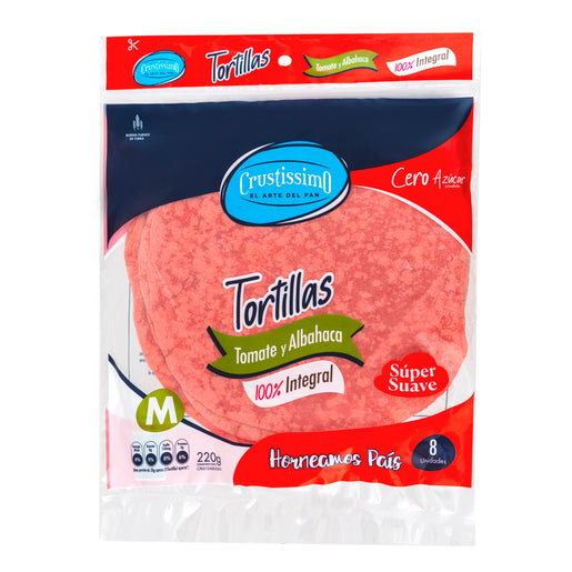 Crustissimo/ Tortillas de tomate y albahaca 100% integral 220g