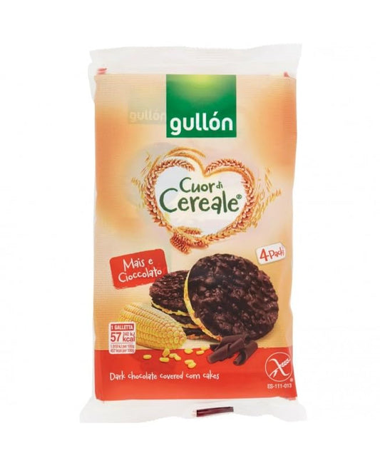 Gullón Cuor di Cereale- Tortitas de maíz cubiertas de chocolate amargo 100 g