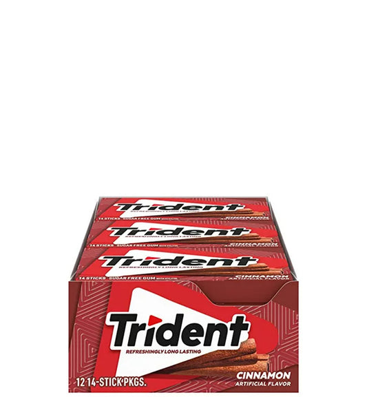 Trident Refreshingly Long Lasting Cinnamon Artificial Flavor - Refrescantemente duradero Sabor artificial de canela 14 barritas de chicle sin azúcar