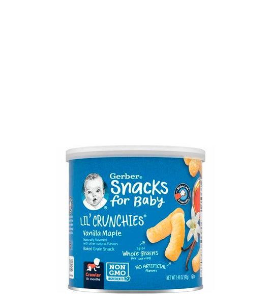 Gerber Snacks For Baby Lil' Crunchies Vanilla Maples - Bocadillos para bebés con sabor a arce de vainilla +8 meses 42g