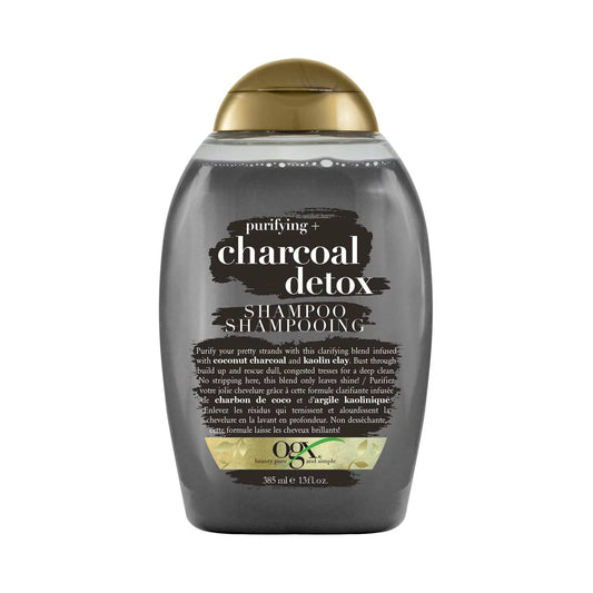 OGX Purifying + Charcoal Detox Shampoo para eliminación de acumulación y nutrición ligera, sin sulfatos