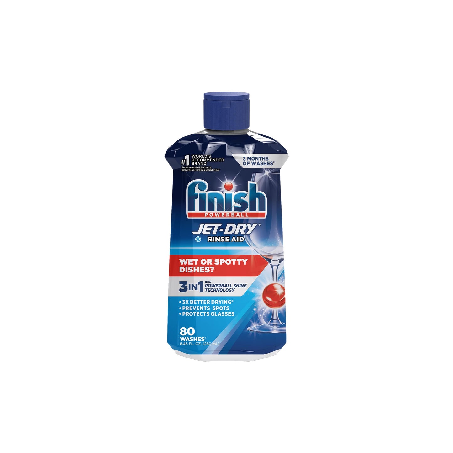 Finish Powerball Jet-Dry - Ayudante de enjuague líquido para lavavajillas, agente de secado y enjuague 250 ml