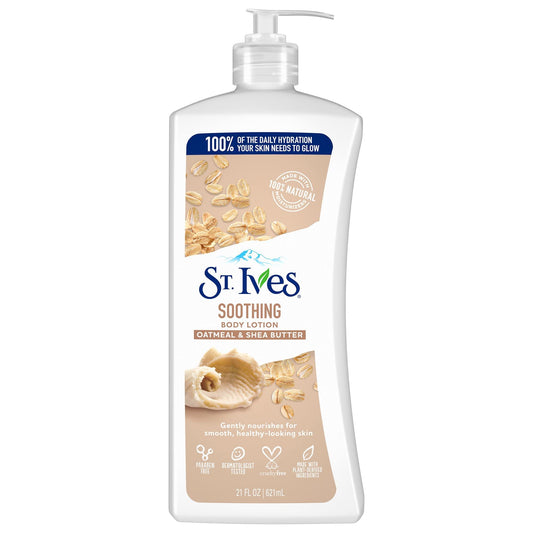 St. Ives Loción corporal calmante de avena y manteca de karité