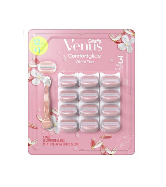 Gillette Venus Comfortglide White Tea 3 Blades With Gel 12 Cartridges Gel Bars 22,8g