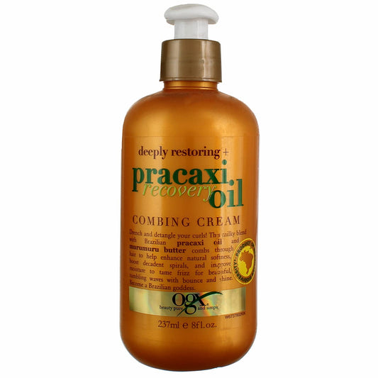 OGX Deeply Restoring + Pracaxi Recovery Oil Anti Frizz LeaveIn Crema para peinar con tensoactivos sin sulfato de mantequilla Murumuru Tratamiento acondicionador para el cabello para desenredar el estilo Menta