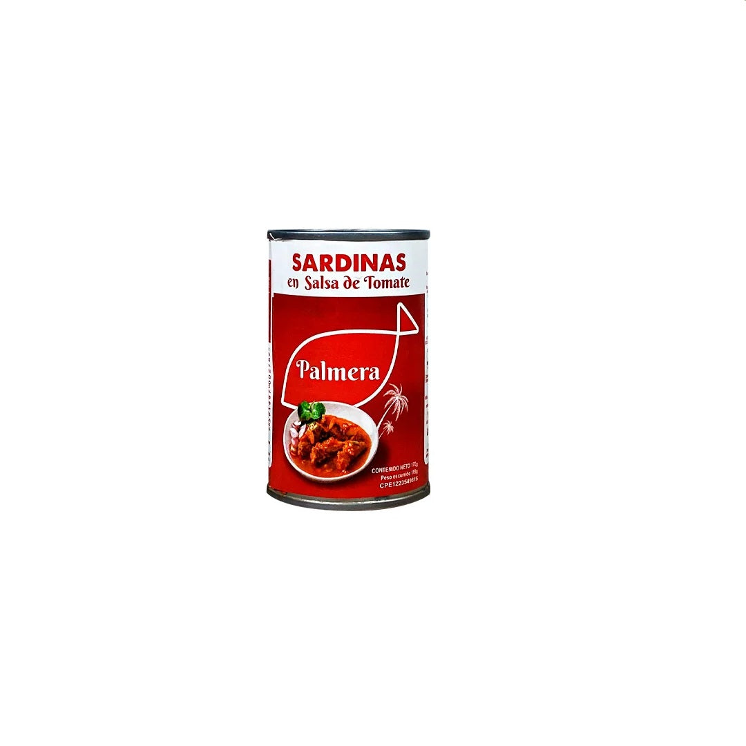 Palmera sardinas en salsa de tomate Contenido Neto.170g peso escurrido 119g