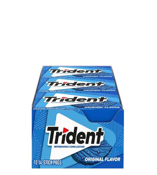 Trident Refreshingly Long Lasting Original Flavor - Sabor original refrescante y duradero 14 barritas de chicle sin azúcar