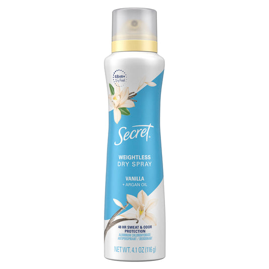 Secret Weightless Dry Spray Vainilla + Argan Oil desodorante en aerosol para mujer