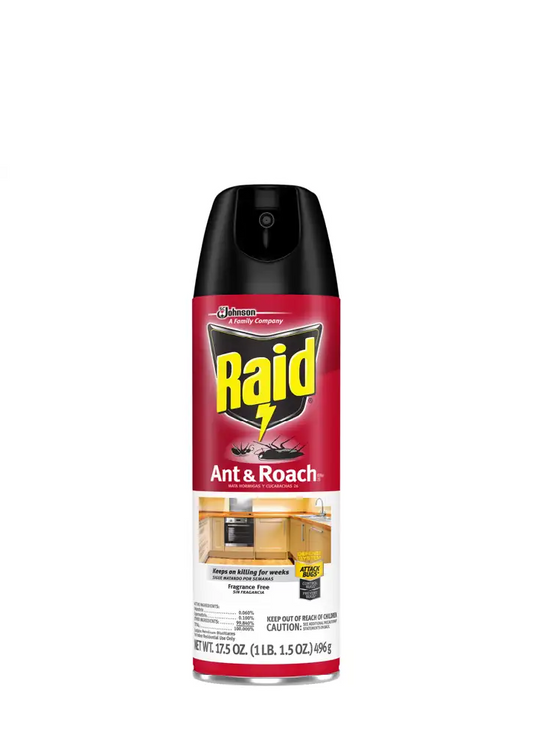 Raid Ant & Roach Mata Hormigas Y Cucarachas Keeps On Killing For Weeks Fragrance Free 496g