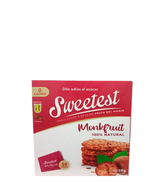Sweetest Monk fruit based sweetener 0 calories - Edulcorante a base de fruta del monje 0 calorias 50 paquetes 1g c/u