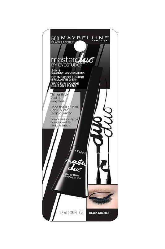 Maybelline New York master duo - Delineador liquido 2en1 linea fina o gruesa color negro 1.6ml