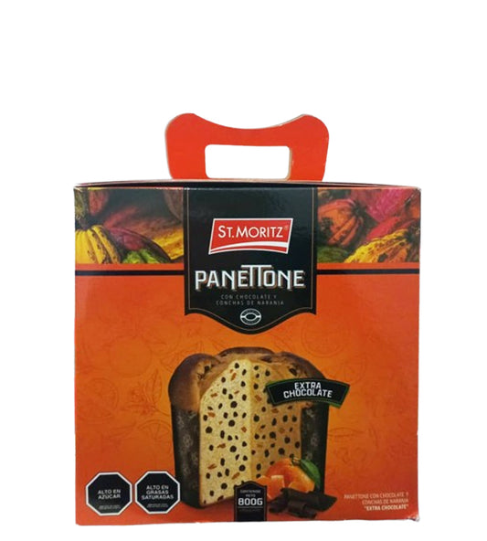 St. Moritz Panettone con chocolate y conchas de naranja 800g