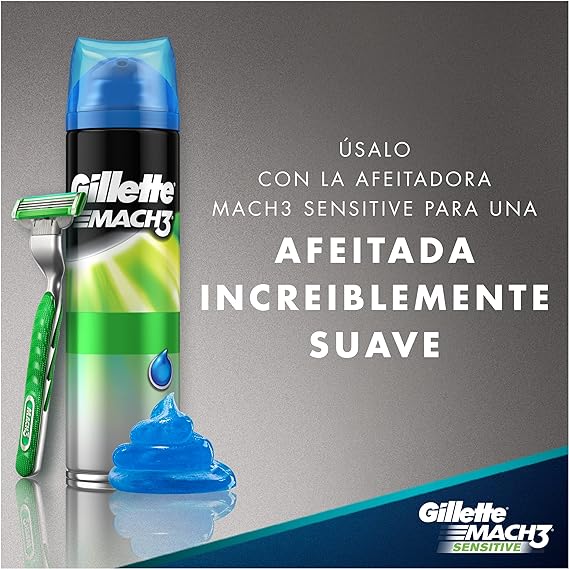 Gillette Mach3 Gel de afeitar Piel sensible 198g